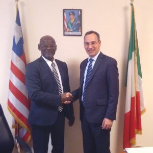 The Rome Business School’s Founding President (Right) and the Chief of Mission of the Liberian Embassy (Left)