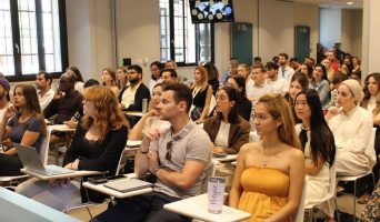 industry management students attending a master course