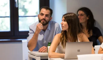 international management master students on campus